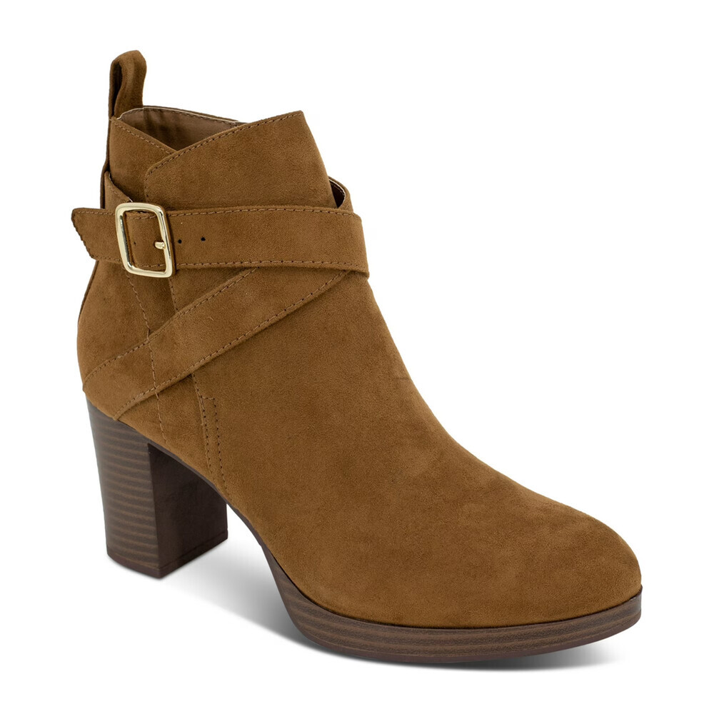 Style & Co Zaharaa Boots Women's US 10 Cognac Block Heel Ankle Bootie LION188